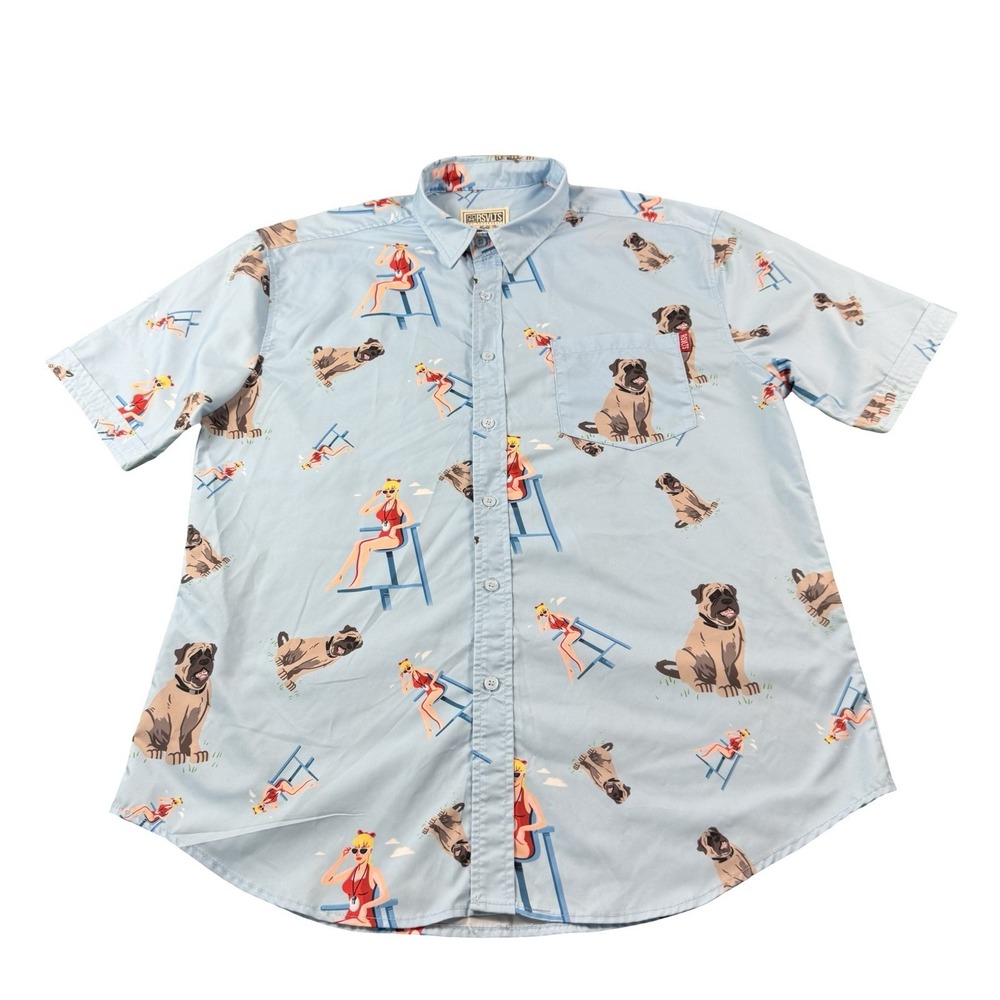 RSVLTS Shirt Mens Large Blue Sandlot Short Sleeve Lifeguard Wendy The Beast